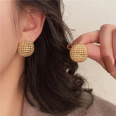 Hong Kong Style Design Hollow Mesh Metal Square Stud Earrings UniqueTrends