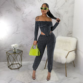 Women's Off-shoulder Midriff Outfit Jumpsuit