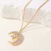 Niche Design Star Moon Inlaid Pendant Necklace For Women UniqueTrends