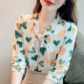 Three-quarter Sleeve Printed Chiffon Shirt Design Sense UniqueTrends
