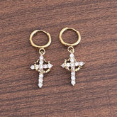 3A Zircon Crown Cross Movable Stainless Steel Ear Clip UniqueTrends