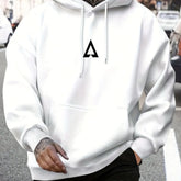 Men's Casual Geometric Pattern Hooded Sweater With Bag UniqueTrends