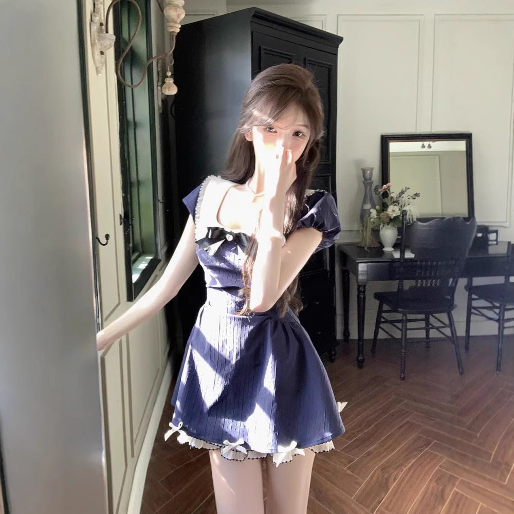 Waist Slimming Bow Design Pure Desire Temperament Dress