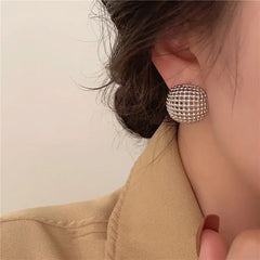 Hong Kong Style Design Hollow Mesh Metal Square Stud Earrings UniqueTrends