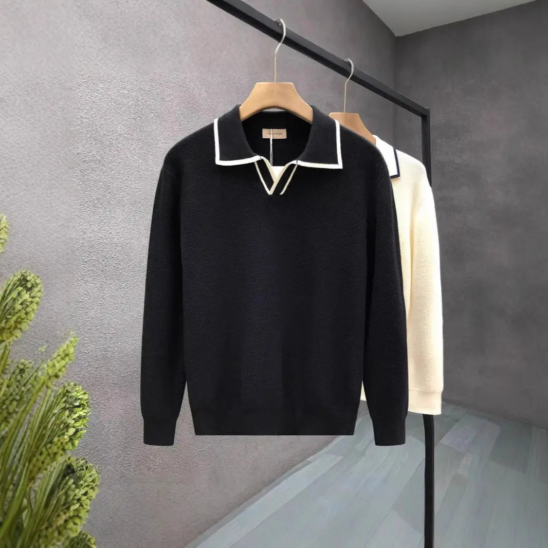 Lightly Mature Casual Polo Collar Sweater Men UniqueTrends