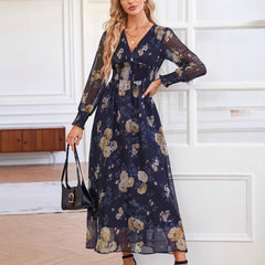 Women's Casual Bohemian-Style Printed Maxi Dress