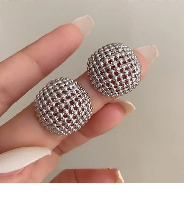 Hong Kong Style Design Hollow Mesh Metal Square Stud Earrings UniqueTrends