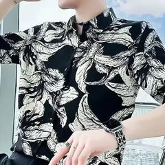 Printed Shirt Men's High-grade Short-sleeved Summer Ins Ruoshuai UniqueTrends
