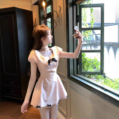 Waist Slimming Bow Design Pure Desire Temperament Dress