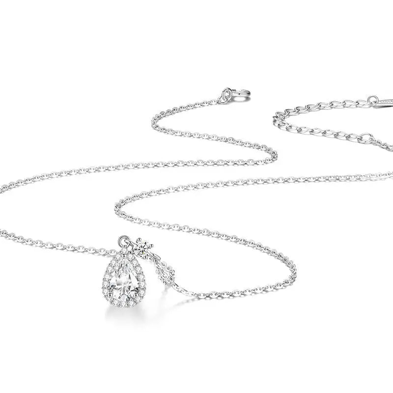 S925 Sterling Silver With Shiny Diamond Water Drop Necklace For Women Light Luxury UniqueTrends