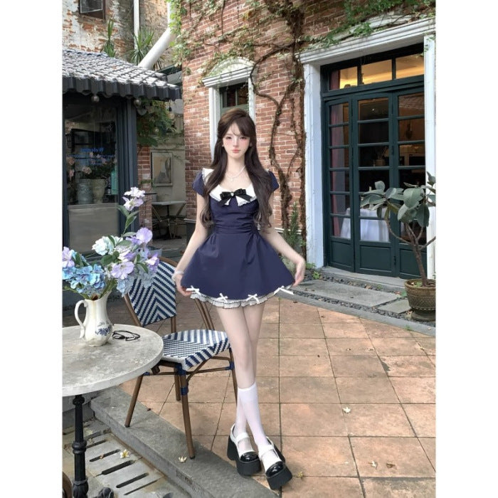Waist Slimming Bow Design Pure Desire Temperament Dress