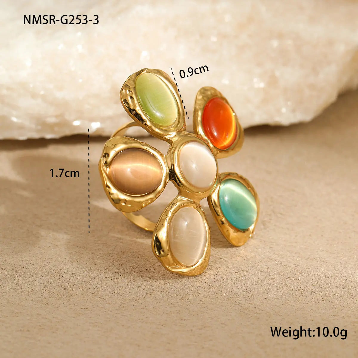 Colorful Opal Hammered Flower Earrings Suit UniqueTrends
