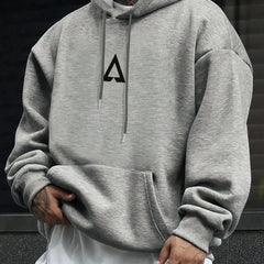 Men's Casual Geometric Pattern Hooded Sweater With Bag UniqueTrends