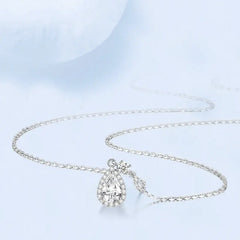 S925 Sterling Silver With Shiny Diamond Water Drop Necklace For Women Light Luxury UniqueTrends