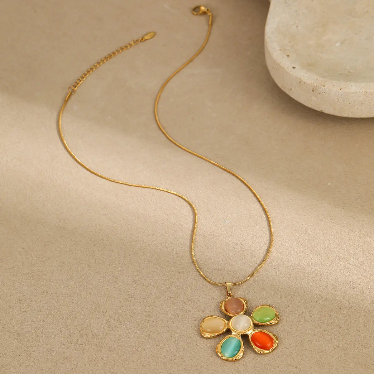 Colorful Opal Hammered Flower Earrings Suit UniqueTrends