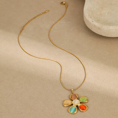 Colorful Opal Hammered Flower Earrings Suit UniqueTrends
