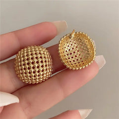 Hong Kong Style Design Hollow Mesh Metal Square Stud Earrings UniqueTrends