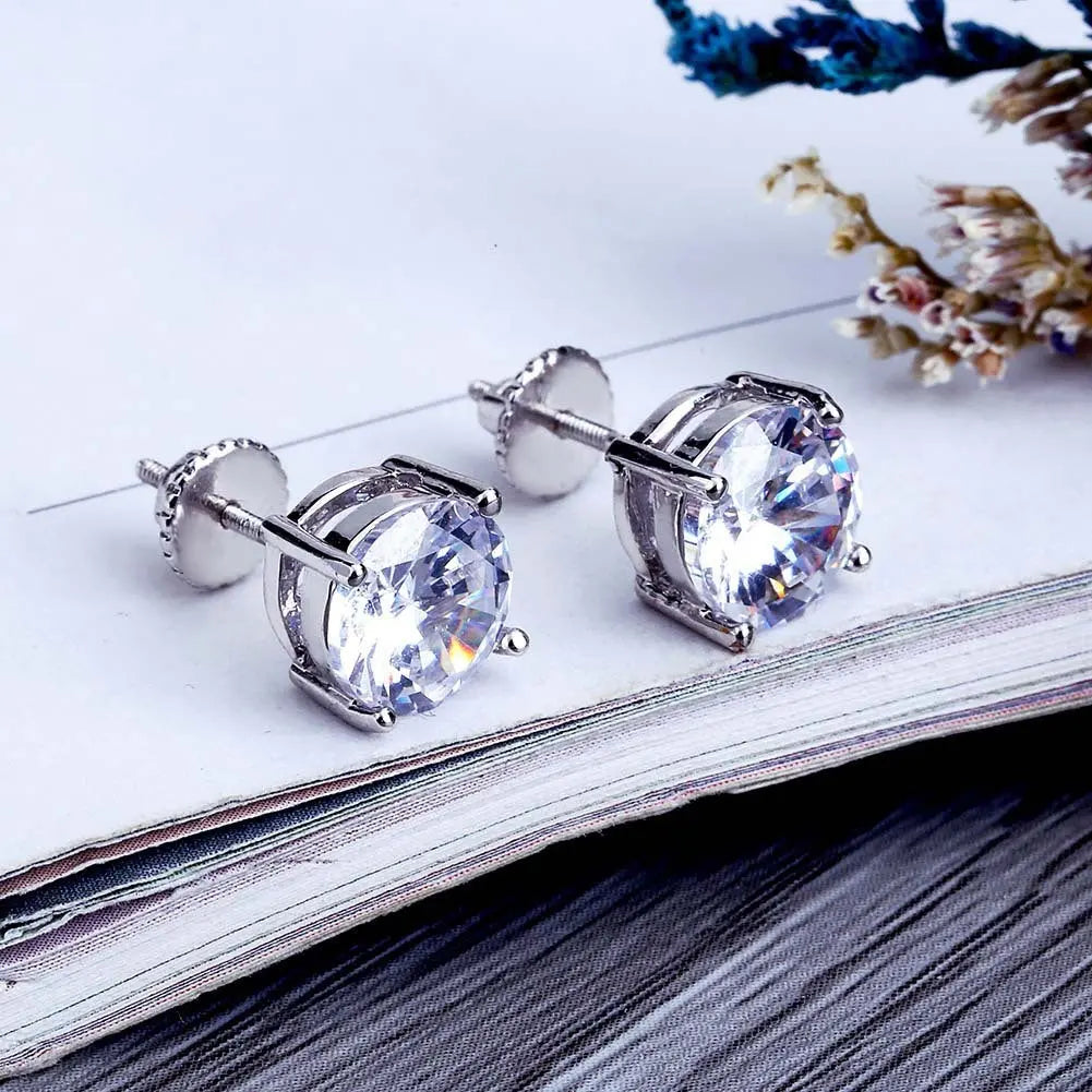 Gold-plated Micro-inlaid Round Zircon Ear Studs Earrings UniqueTrends