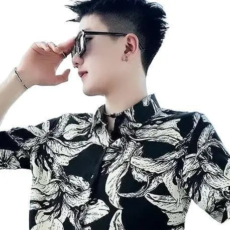 Printed Shirt Men's High-grade Short-sleeved Summer Ins Ruoshuai UniqueTrends