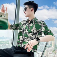 Printed Shirt Men's High-grade Short-sleeved Summer Ins Ruoshuai UniqueTrends