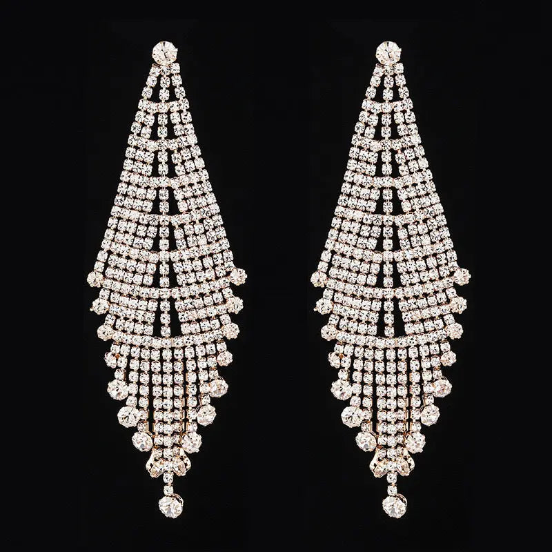 High-grade Light Luxury Sparkling Full Rhinestone Geometric Ear Studs Earrings UniqueTrends