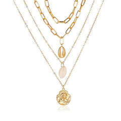 Women's All-match Simple Shell Pendant Hollow Portrait Multi-layer Necklace UniqueTrends