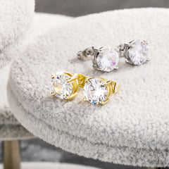 Gold-plated Micro-inlaid Round Zircon Ear Studs Earrings UniqueTrends