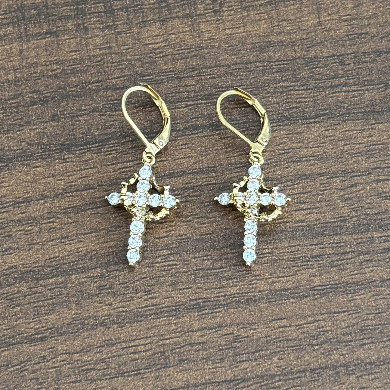 3A Zircon Crown Cross Movable Stainless Steel Ear Clip UniqueTrends