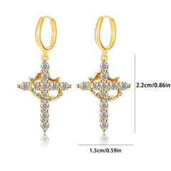 3A Zircon Crown Cross Movable Stainless Steel Ear Clip UniqueTrends