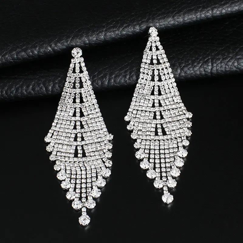 High-grade Light Luxury Sparkling Full Rhinestone Geometric Ear Studs Earrings UniqueTrends