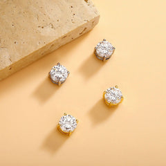 Gold-plated Micro-inlaid Round Zircon Ear Studs Earrings UniqueTrends