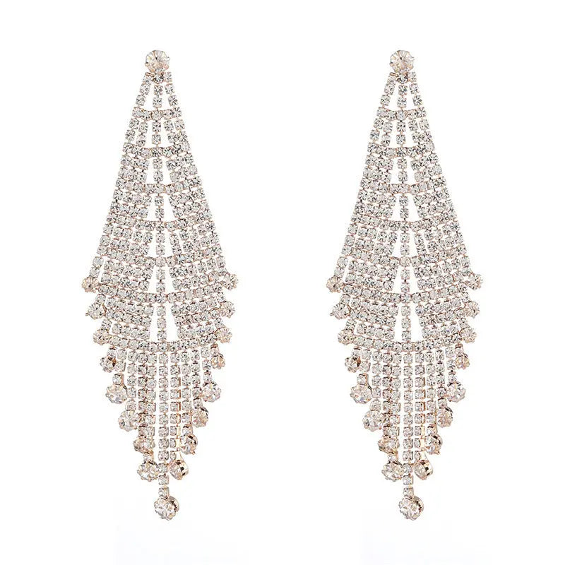 High-grade Light Luxury Sparkling Full Rhinestone Geometric Ear Studs Earrings UniqueTrends