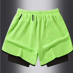 Men's Marathon Track And Field Lining Fake Two Pieces Training Quick-drying Shorts
