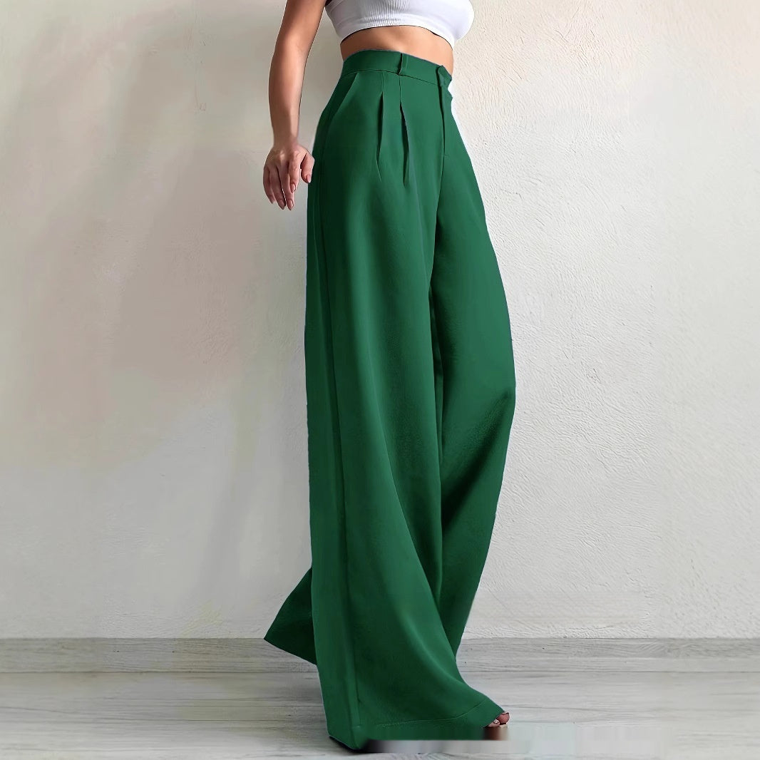 Elegant Solid Color High-grade Draping Formal Suit Trousers