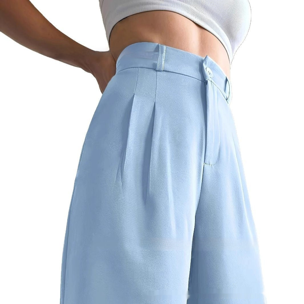 Elegant Solid Color High-grade Draping Formal Suit Trousers