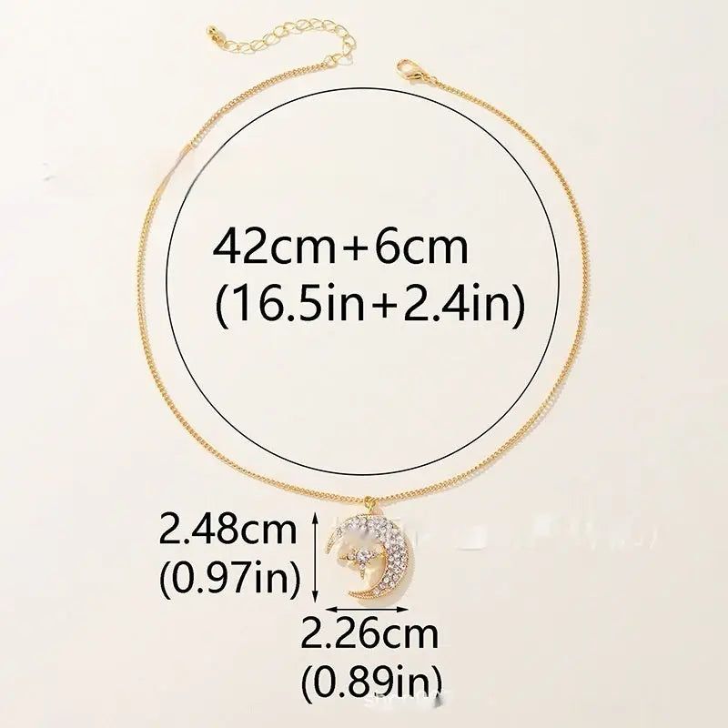 Niche Design Star Moon Inlaid Pendant Necklace For Women UniqueTrends