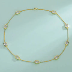 Simple Gold-plated S925 Sterling Silver CZ Zircon Rectangle Women's Suit Jewelry UniqueTrends