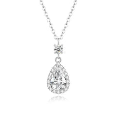 S925 Sterling Silver With Shiny Diamond Water Drop Necklace For Women Light Luxury UniqueTrends