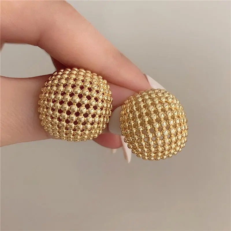 Hong Kong Style Design Hollow Mesh Metal Square Stud Earrings UniqueTrends