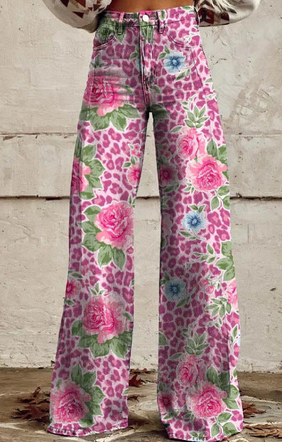 3D Digital Printing Female Bell-bottom Pants