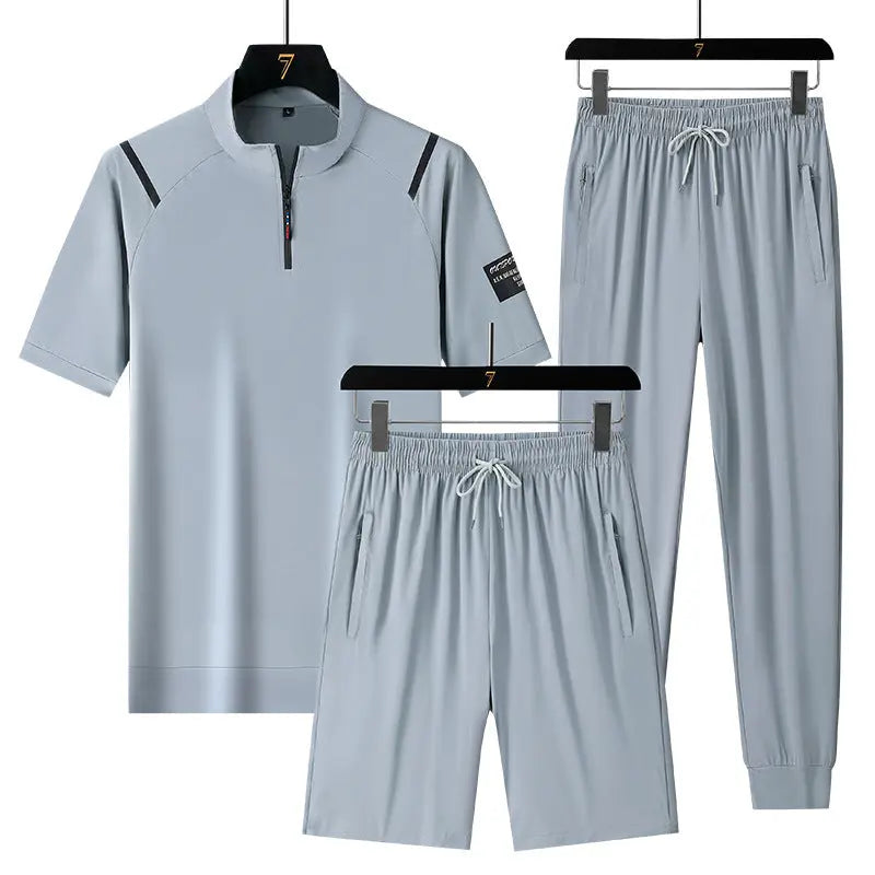 Casual Ice Silk Quick-drying Three-piece Suit For Men UniqueTrends
