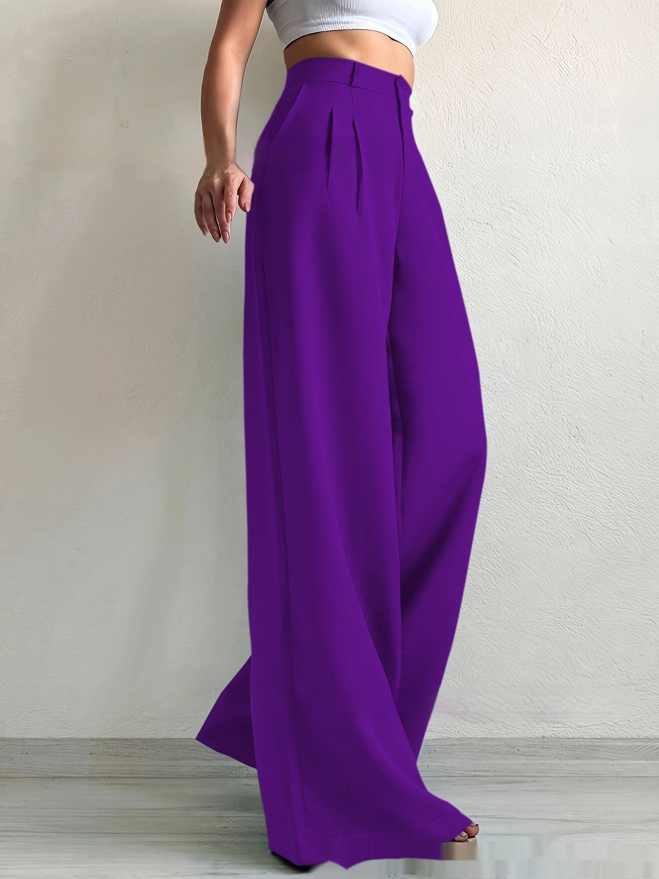 Elegant Solid Color High-grade Draping Formal Suit Trousers