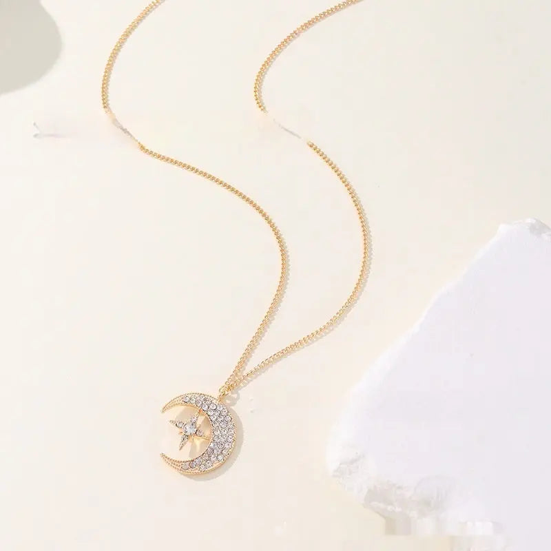 Niche Design Star Moon Inlaid Pendant Necklace For Women UniqueTrends