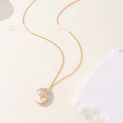 Niche Design Star Moon Inlaid Pendant Necklace For Women UniqueTrends