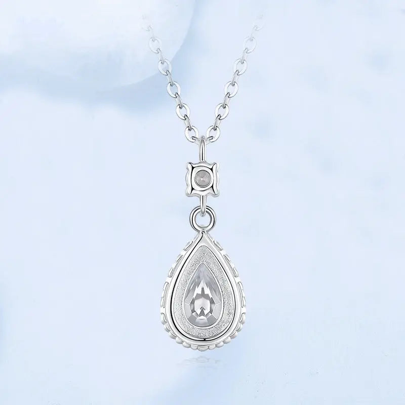 S925 Sterling Silver With Shiny Diamond Water Drop Necklace For Women Light Luxury UniqueTrends