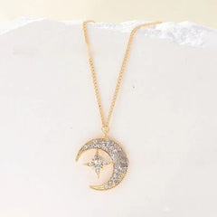 Niche Design Star Moon Inlaid Pendant Necklace For Women UniqueTrends