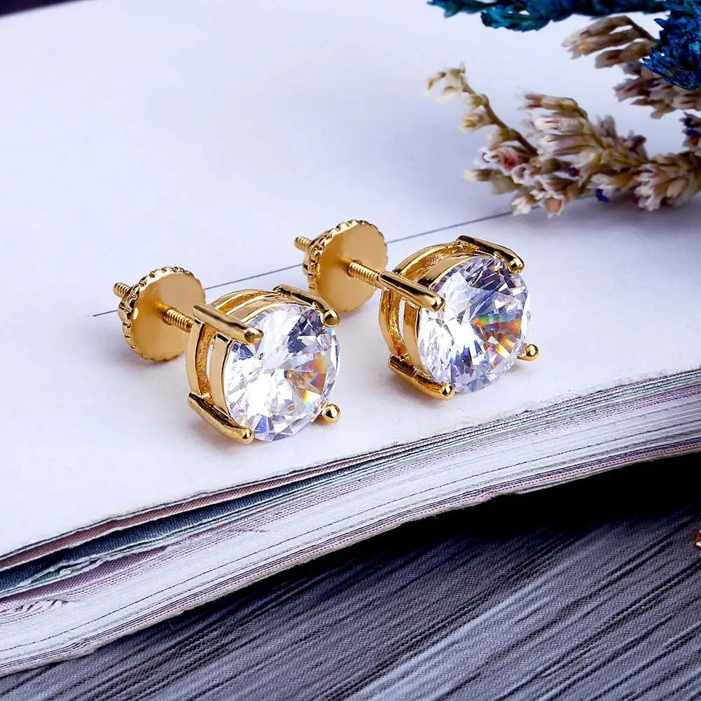 Gold-plated Micro-inlaid Round Zircon Ear Studs Earrings UniqueTrends