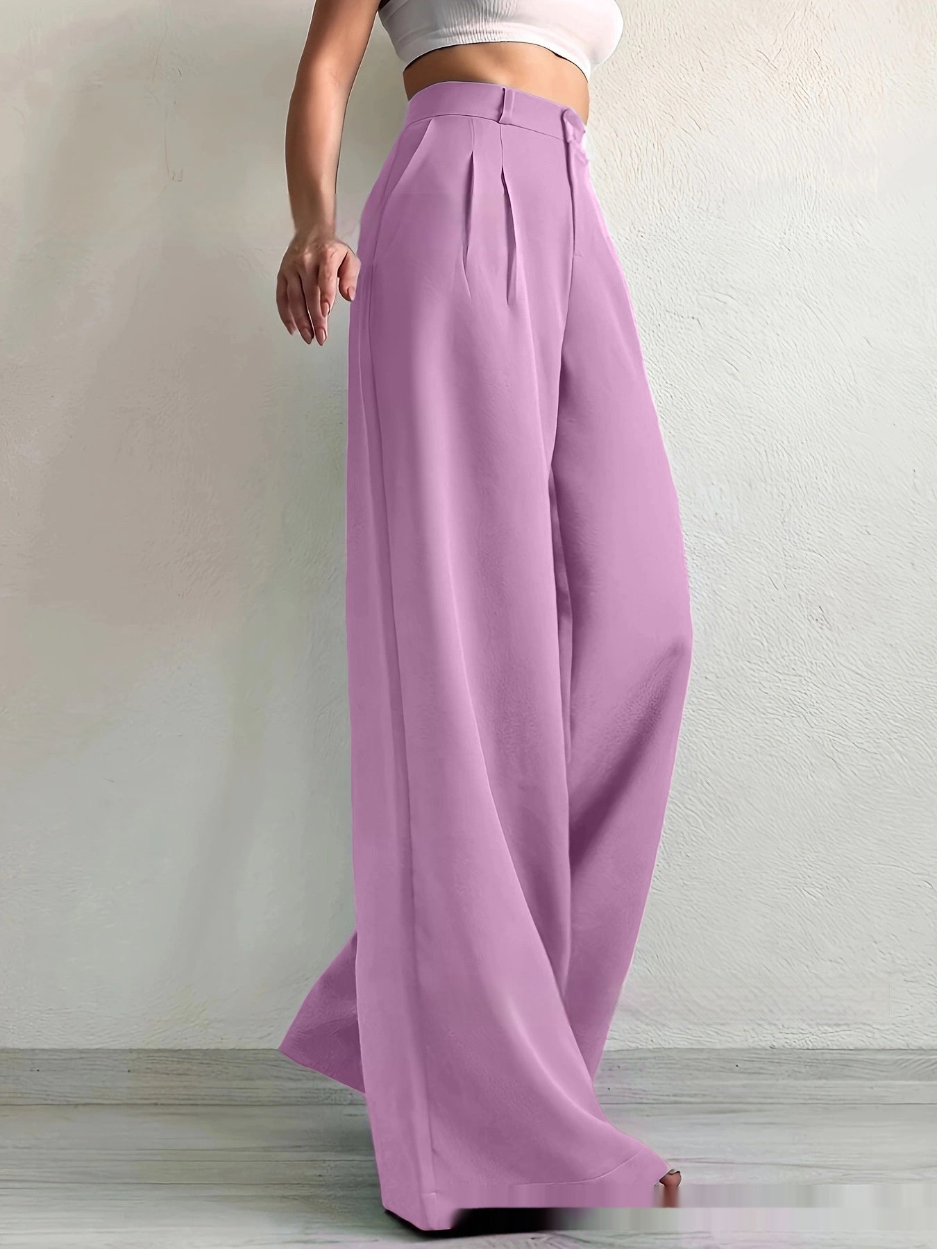 Elegant Solid Color High-grade Draping Formal Suit Trousers