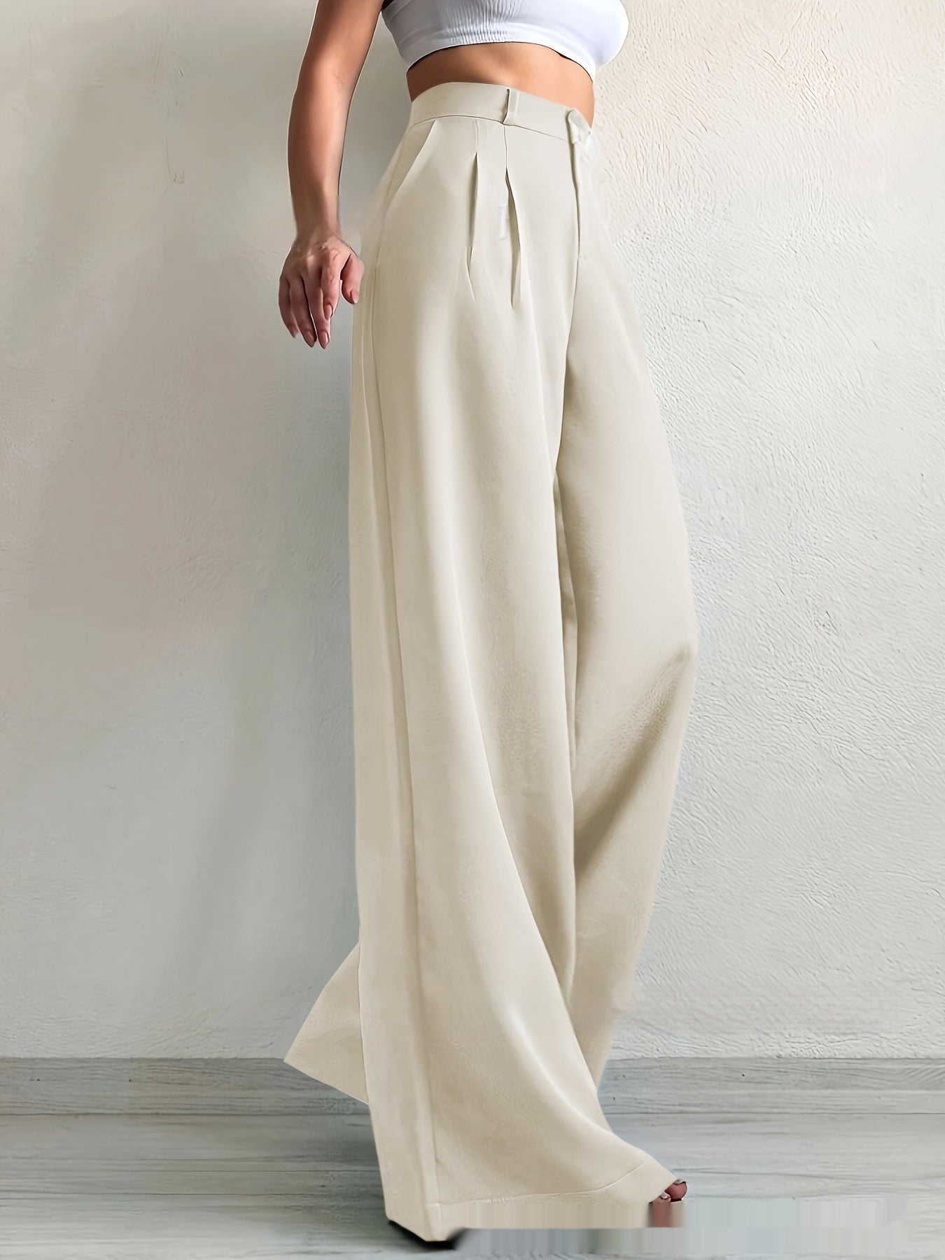 Elegant Solid Color High-grade Draping Formal Suit Trousers