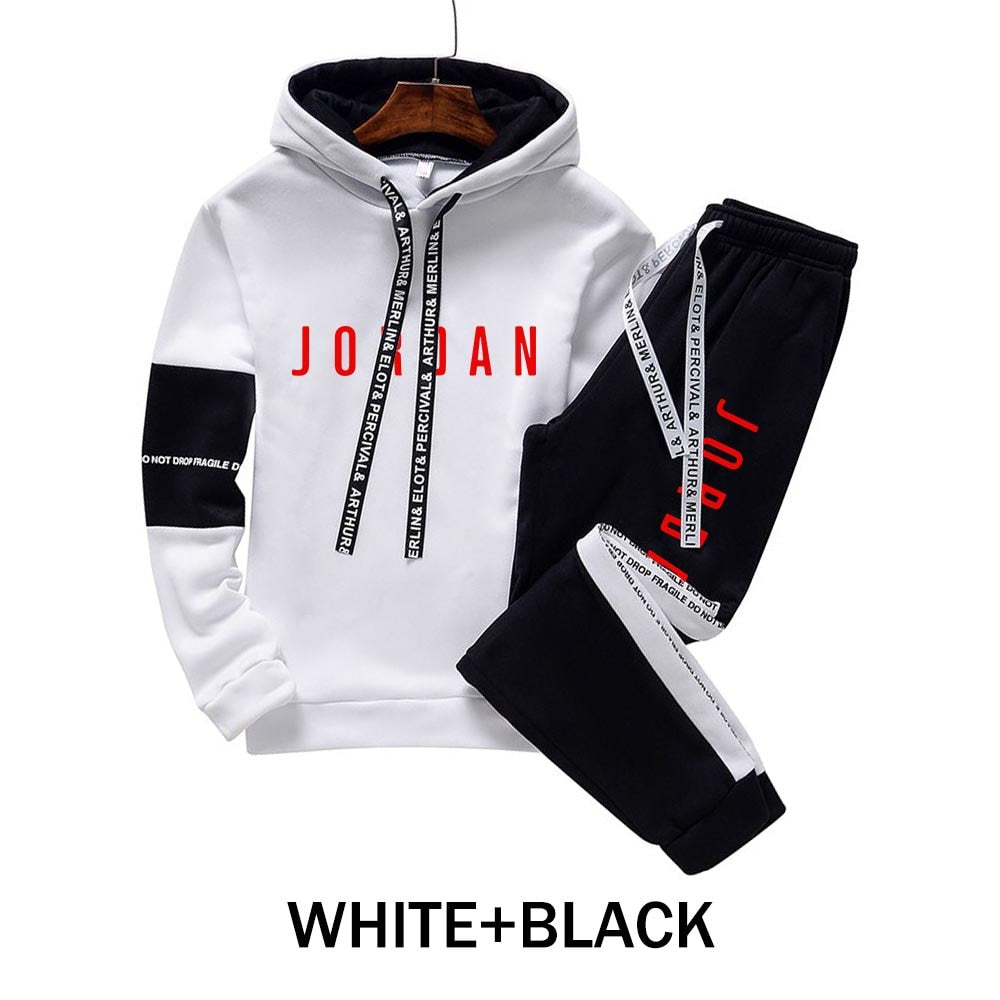 2023 Newest Fashion Tracksuit Men's Long Sleeve Hoodie + Sports Pants Set Pullover Sweater Tops and Jogging Pants Casual Outfit